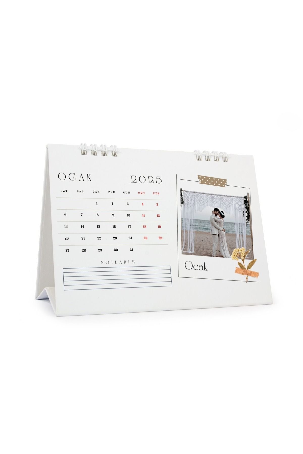 Kişiye Özel Ayaklı Üçgen Takvim 2026 Yılı (A5 Boyutunda) - MementoBoxes