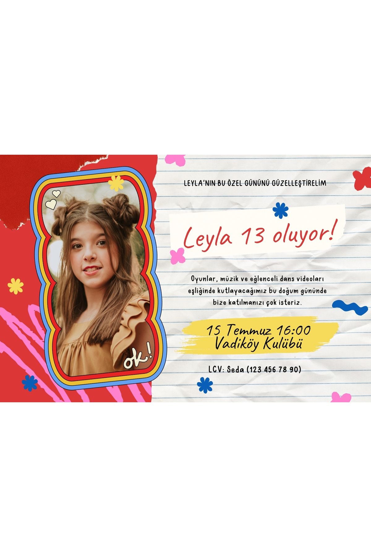 Kişiye Özel Çocuk Doğum Günü Davetiyesi 20 Adet (10x15 cm) - MementoBoxes