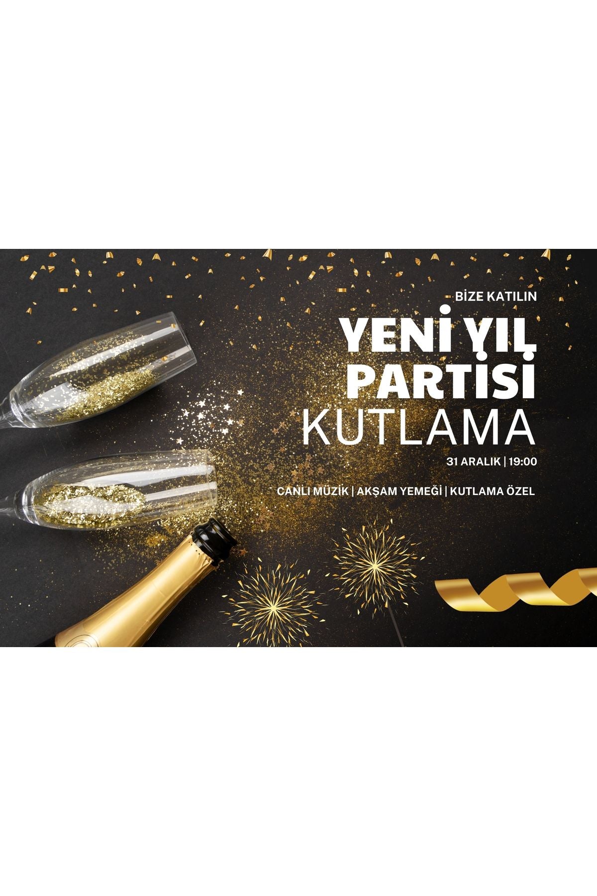 Yeni Yıl Kutlaması Davetiye 20 Adet (10 x 15 cm) - MementoBoxes