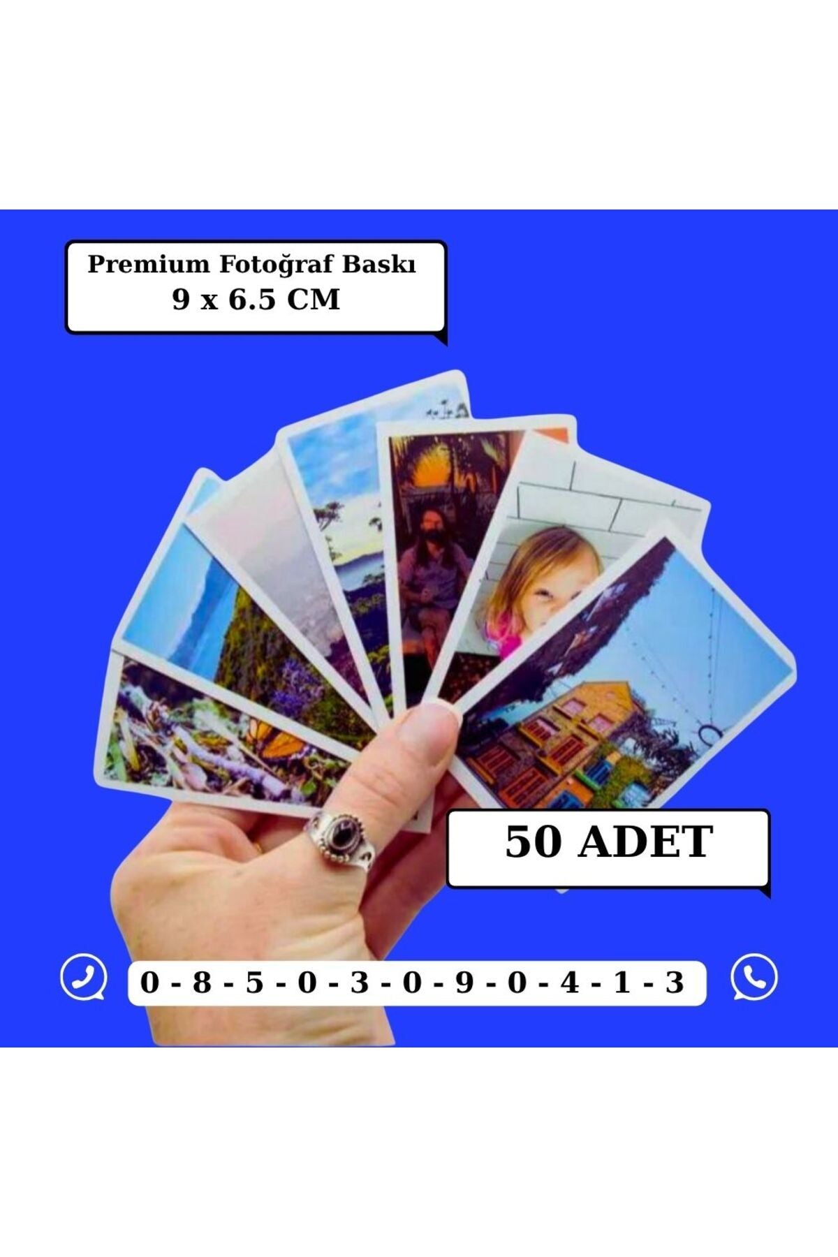 9x6.5 cm ölçüsünde 300 gram fotoğraf kağıdına kaliteli baskı