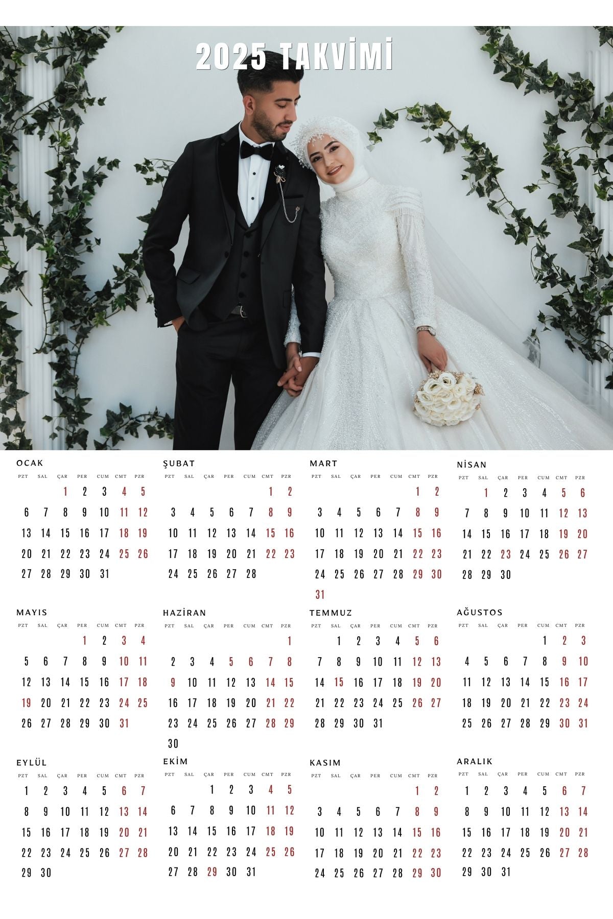 Kişiye Özel Tek Sayfa Takvim 2026 Yılı (A4 Boyutunda ) - MementoBoxes