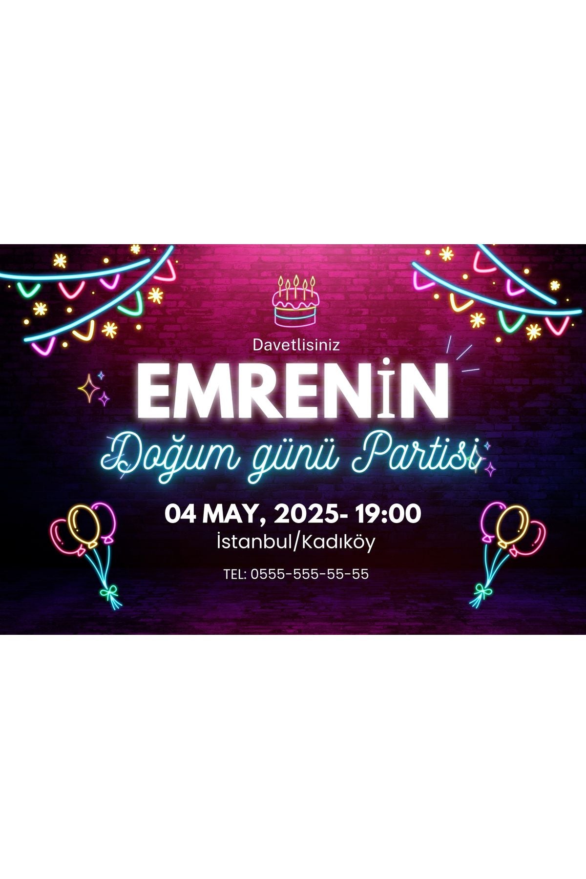 Kişiye Özel Doğum Günü Davetiyesi (10x15 cm) 20 Adet - MementoBoxes